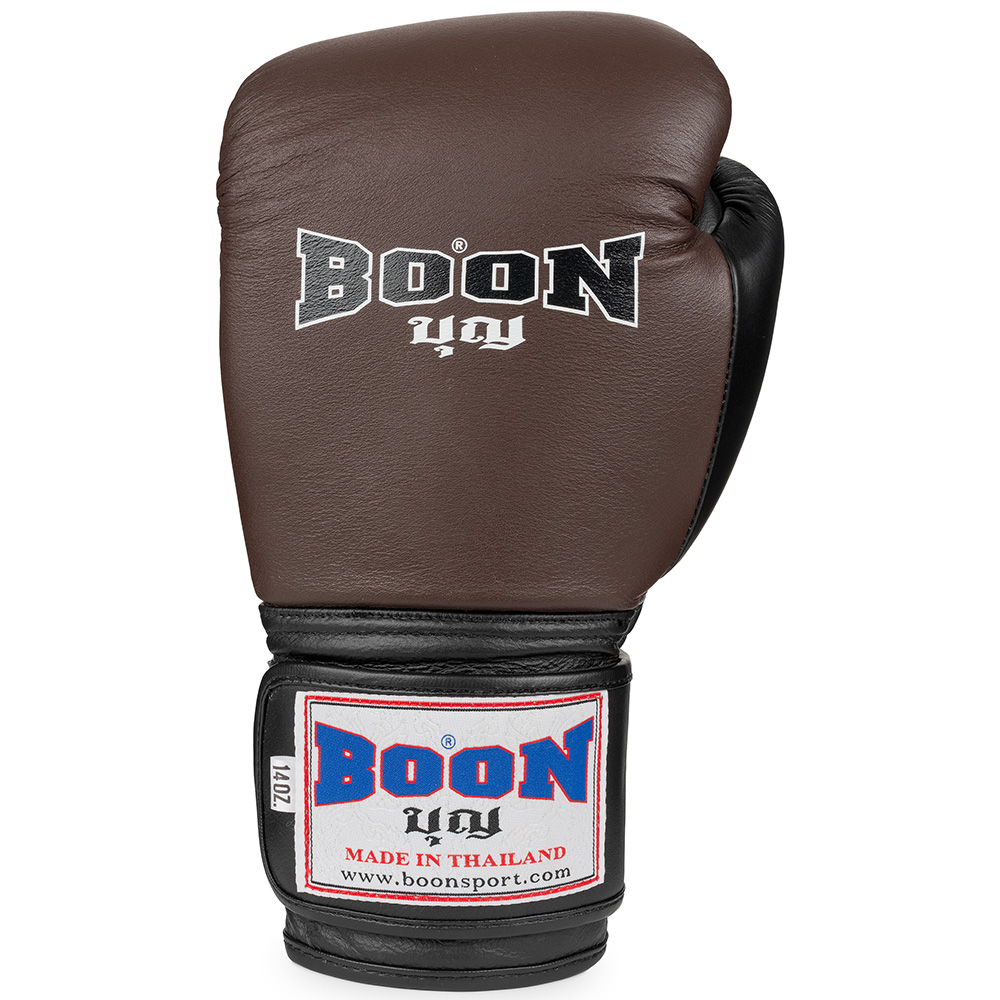 boon compact thai boxing gloves brown and black