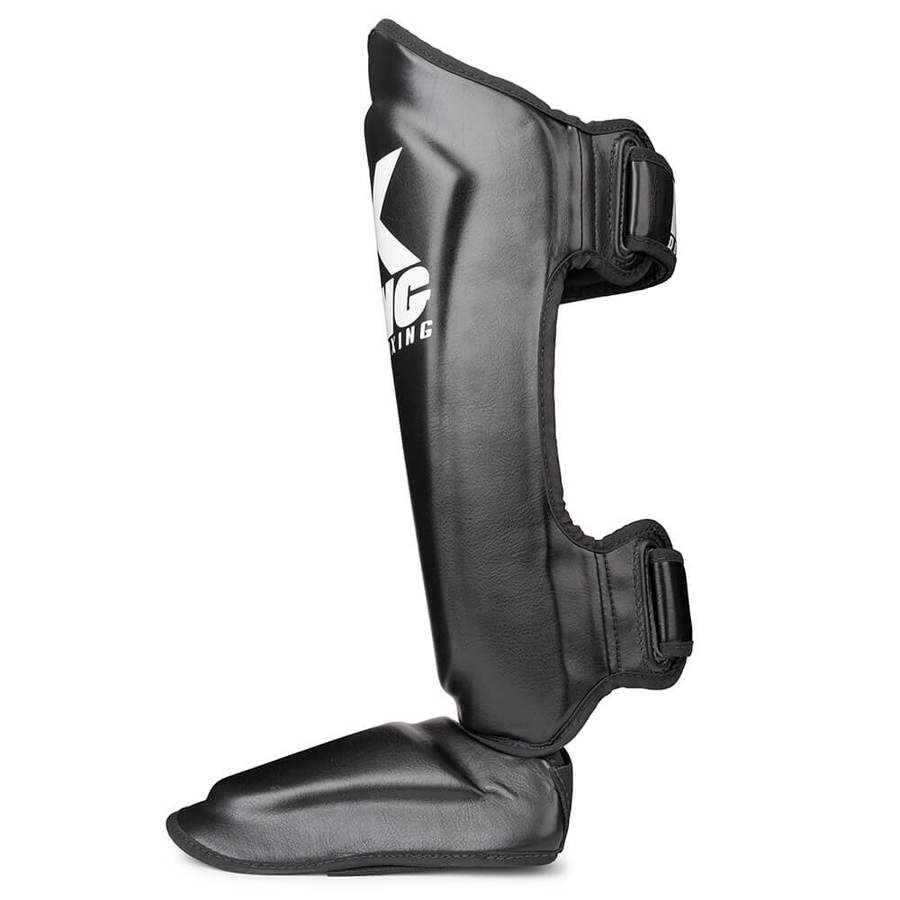 King Pro double padded muay thai shin guards shin protectors in black