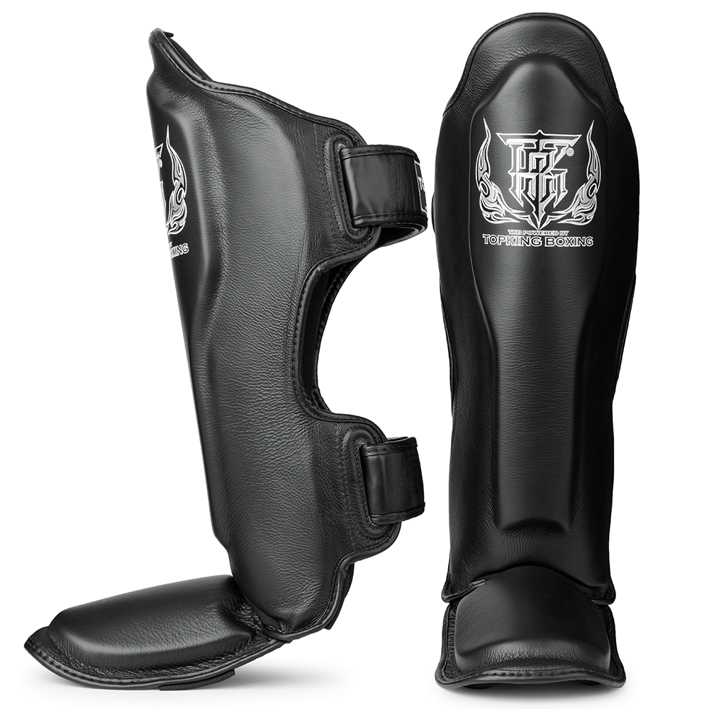 top king shin guards leather black